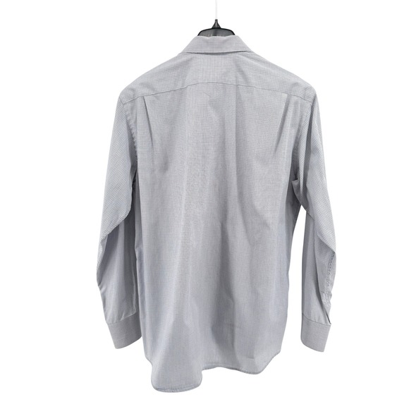 Lacoste Mens 42 Pre-Owned Dress Shirt LS Gingham Check Blue White Button Down - Picture 9 of 14